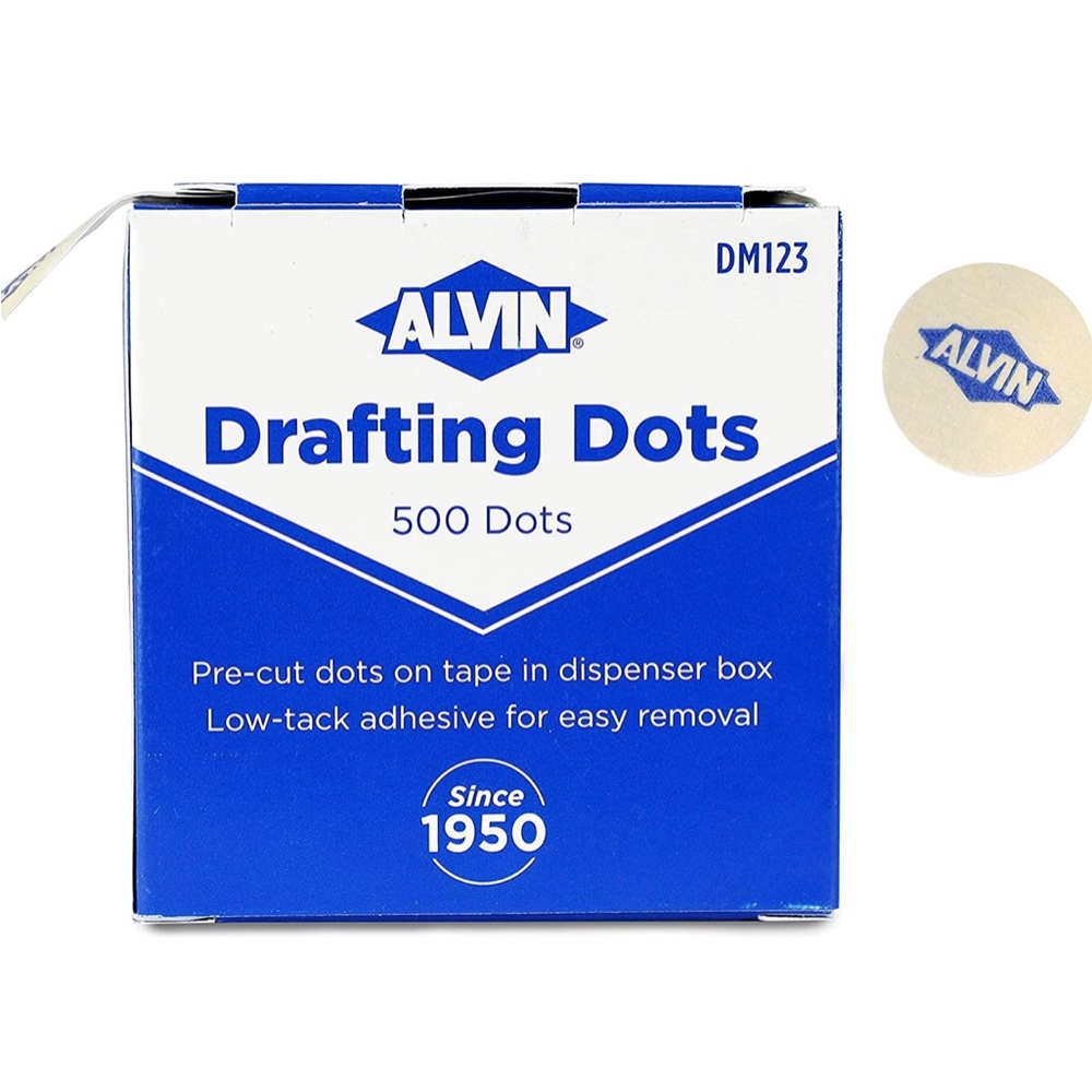 ALVIN Drafting Dots Model DM123 Low Tack Adhesive 500 Dots, 7/8-inch Diameter